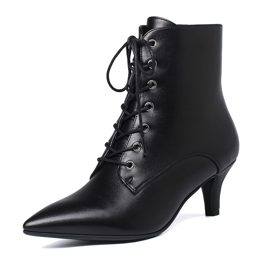 Amazon.com | SEIFIN Women's Kitten Heels Lace Up Ankle Boots